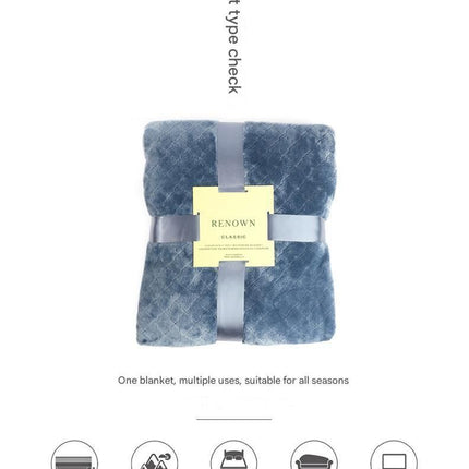 Pink 130*150cm Flannel Fleece Blanket - Quilted Diamond Pattern, Soft & Warm Polyester Throw for Office Nap, Sofa, Travel & Bed Use