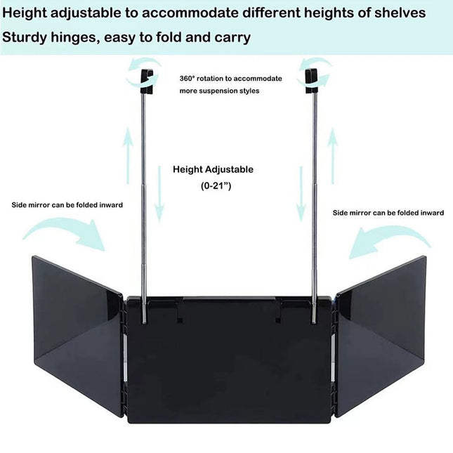 Black Trifold Self Hair Cutting Mirror with Adjustable – product detail