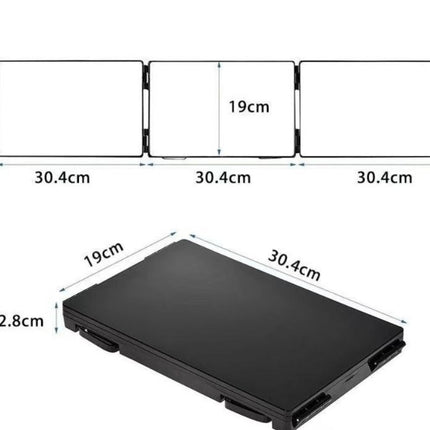 Black Trifold Self Hair Cutting Mirror with Adjustable Hooks - 3-Way Folding Mirror for Barber Use, Shaving, Makeup & Styling - Portable ABS Frame with Aluminium Mirror Panels