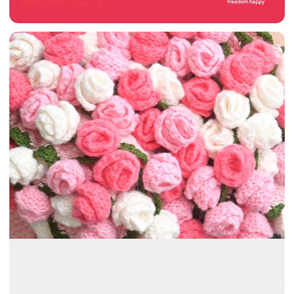 Pink and White Diameter: 160 cm -99 Woven Flowers Handmade Rose Bouquet Knit Blanket - Soft Pink Acrylic Throw with 3D Crochet Flowers - Perfect Gift for Her, Birthday, Valentine's Day, Home Decor