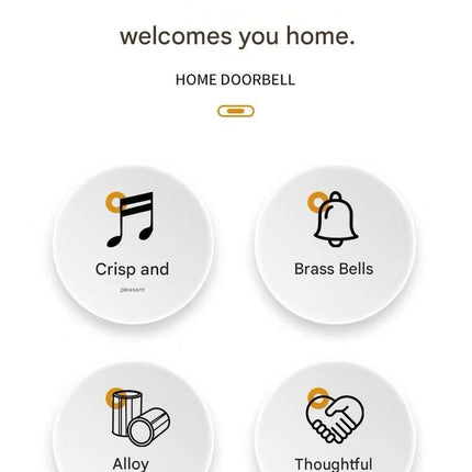 White Magnetic Door Bell Chime - Dopamine Style Brass Bell with Alloy Frame - No Drill Entry Door Chime for Home, Office, Fridge - Modern Japanese Design, Crisp Sound, Easy Install