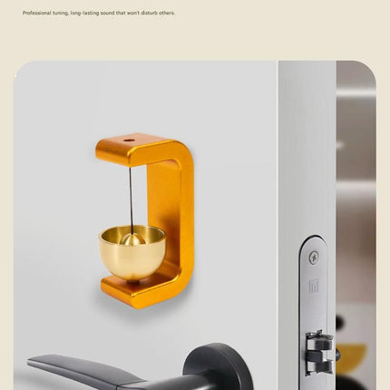 White Magnetic Door Bell Chime - Dopamine Style Brass Bell with Alloy Frame - No Drill Entry Door Chime for Home, Office, Fridge - Modern Japanese Design, Crisp Sound, Easy Install