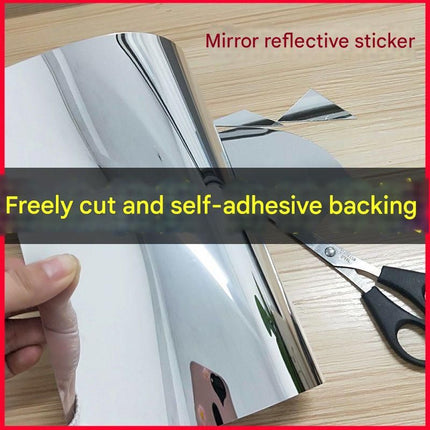 40*200cm Self-Adhesive PET Mirror Sticker - Unbreakable Soft Glass Mirror Film，Safety Soft Mirror - Cut-to-Size, High-Reflective Wall Decal for Bedroom, Wardrobe, Bathroom - Easy Peel-and-Stick Installation, No Drill Damage Space-Saving Design