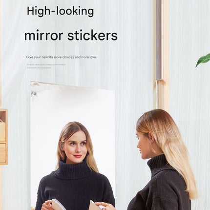 50*200cm Self-Adhesive PET Mirror Sticker - Unbreakable Soft Glass Mirror Film，Safety Soft Mirror - Cut-to-Size, High-Reflective Wall Decal for Bedroom, Wardrobe, Bathroom - Easy Peel-and-Stick Installation, No Drill Damage Space-Saving Design