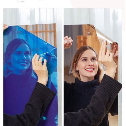 30*100cm Self-Adhesive PET Mirror Sticker - Unbreakable Soft Glass Mirror Film，Safety Soft Mirror - Cut-to-Size, High-Reflective Wall Decal for Bedroom, Wardrobe, Bathroom - Easy Peel-and-Stick Installation, No Drill Damage Space-Saving Design