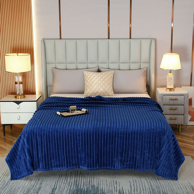 100 150cm Blue Solid Colour Flannel Throw V888-ELOSUNG50692