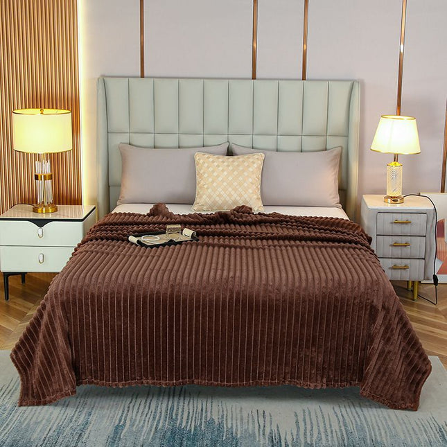 100 150cm Brown Solid Colour Flannel Throw V888-ELOSUNG50698