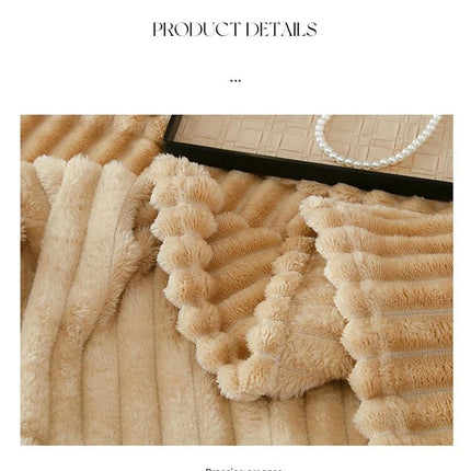 150*200cm Off-white Solid Colour Flannel Throw Blanket - Thick Double-Sided Fleece with Ribbed Texture - Soft throw blanket& Lightweight for Sofa, Bed, Office Nap, Air-Conditioned Rooms - Durable, Machine Washable, Non-Shedding