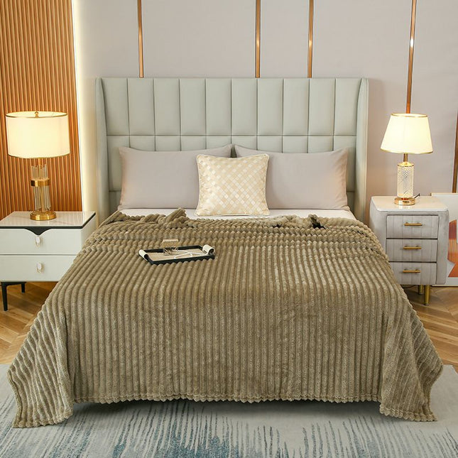 150 200cm Light Coffee Solid Colour Flannel Throw V888-ELOSUNG50708