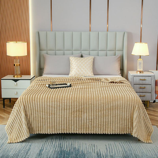 200 230cm Light tan Solid Colour Flannel Throw V888-ELOSUNG50715