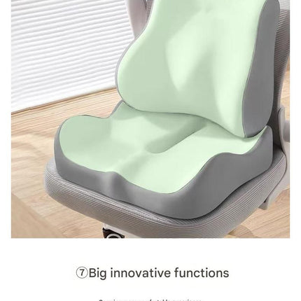 2-piece Off-White Ergonomic Memory Foam Seat Cushion with Lumbar Support - Breathable Contoured Design for Office, Car, and Home Use - Relieves Tailbone Pressure, Improves Posture, and Enhances Comfort for Prolonged Sitting