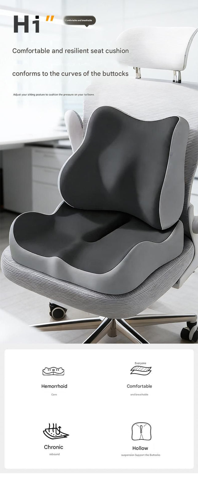 2-piece Black Ergonomic Memory Foam Seat Cushion with Lumbar – product detail