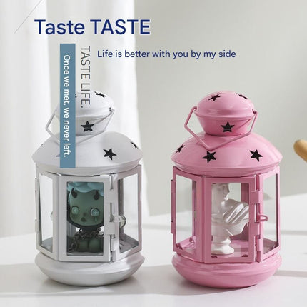 White European Style Star Cutout Metal Candle Lantern - Handcrafted Iron & Glass Decorative Lamp for Christmas, Home, Wedding, Party Easy to carry - Perfect for Living Room, Bedroom, Study