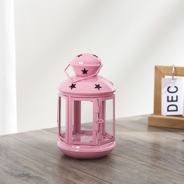 Pink European Style Star Cutout Metal Candle V888-ELOSUNG50727