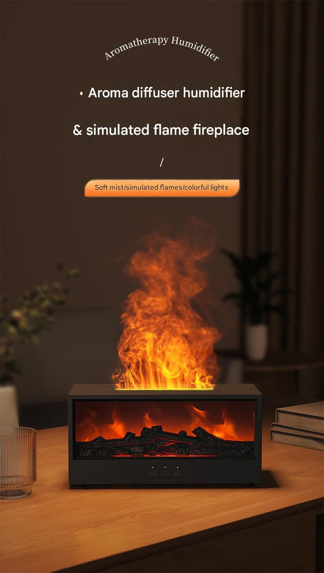 Black casing 3D Flame Effect Aroma Diffuser and – product detail