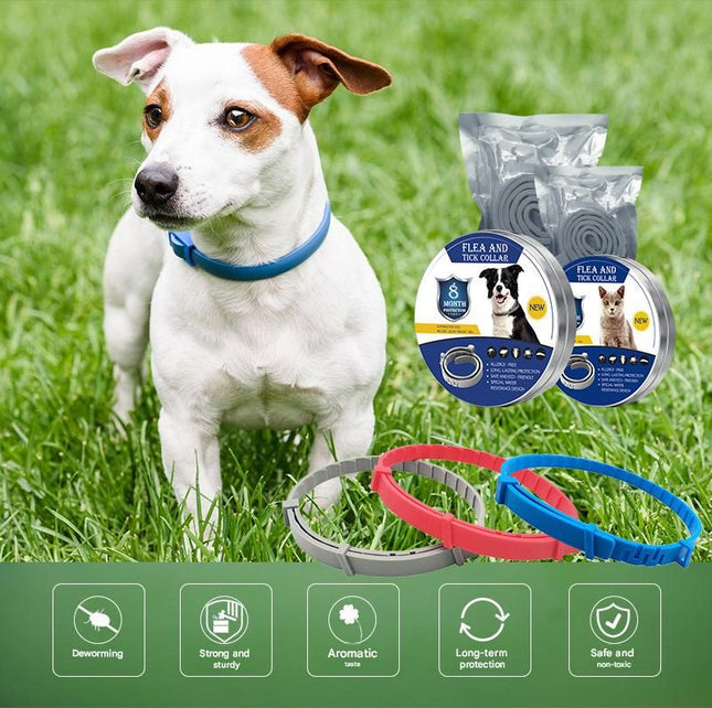 Grey 38cm Adjustable Flea and Tick Collar for Dogs and – product detail