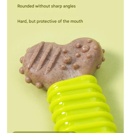 Green Diagonal stripes Durable Dog Chew Toy - TPR Plastic Composite Bone for Small to Medium Dogs - Teeth Cleaning, Boredom Buster, Non-Toxic & Bite-Resistant Design for Puppies and Adult Dogs
