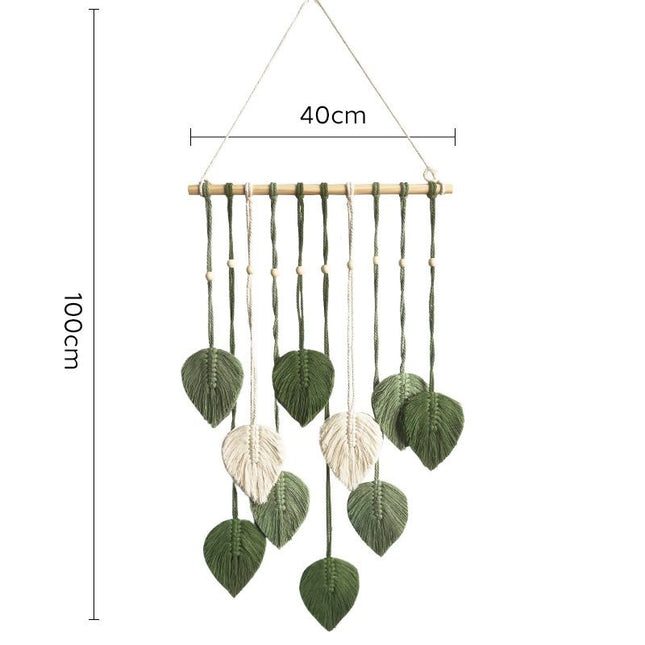 Green 40 100cm Handmade Macrame Leaf Wall Hanging