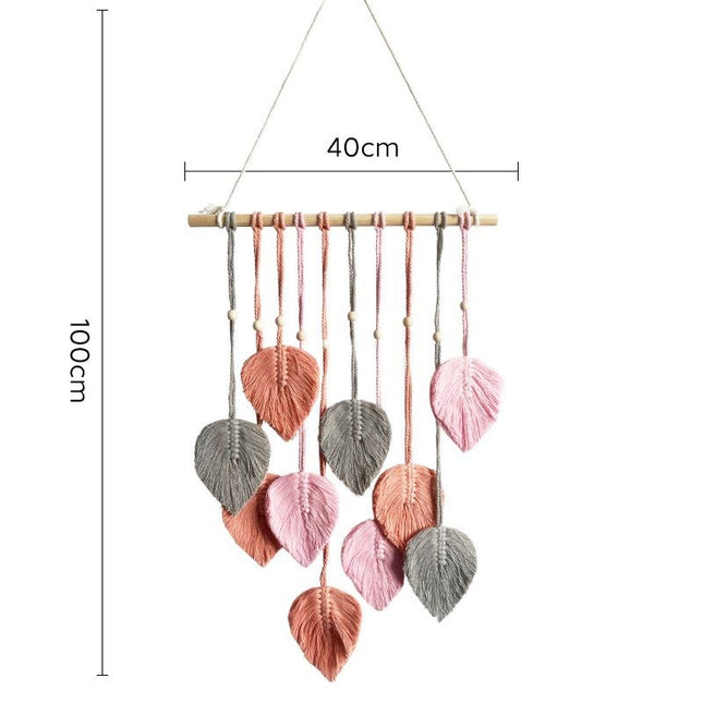 Pink 40 100cm Handmade Macrame Leaf Wall Hanging