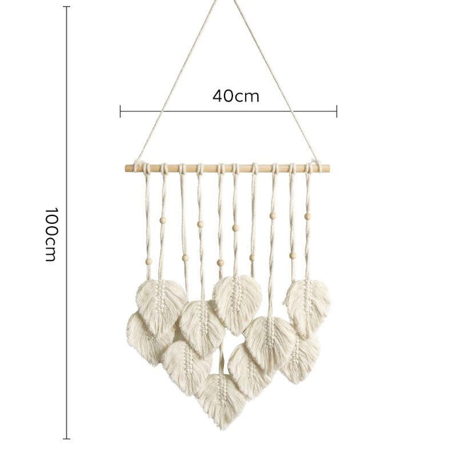 White 40 100cm Handmade Macrame Leaf Wall Hanging
