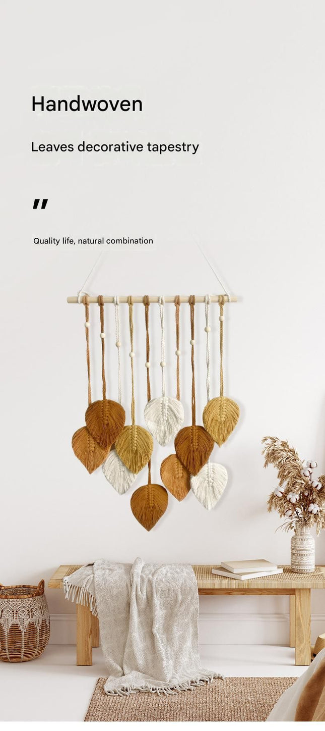 White 40 100cm Handmade Macrame Leaf Wall Hanging – product detail