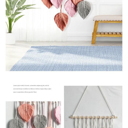 White 40*100cm Handmade Macrame Leaf Wall Hanging - Cotton Boho Tapestry, Machine Washable,  - Nordic Style Decor for Bedroom, Living Room, Nursery