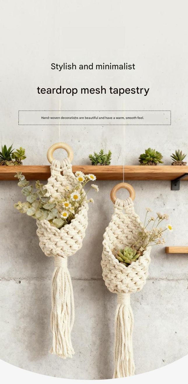 2-piece White Macrame Hanging Plant Holder – product detail