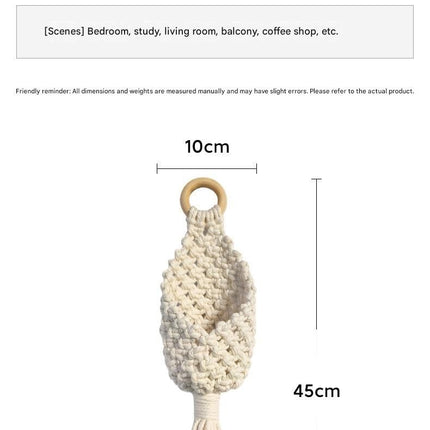 2-piece White Macrame Hanging Plant Holder - Cotton Rope Wall Basket, Bohemian Style Decor for Indoor Plants - Space Saving & Multi Scene Use