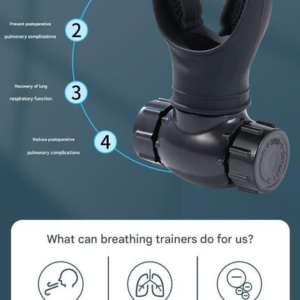 Black Portable Breathing Resistance Trainer - Medical-Grade Silicone & ABS, Adjustable Dual-Channel Respiratory Exercise Device- For Lung Capacity, Diaphragm Strength & Endurance Training