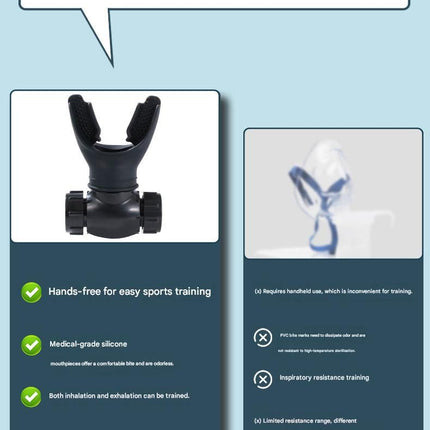White Portable Breathing Resistance Trainer - Medical-Grade Silicone & ABS, Adjustable Dual-Channel Respiratory Exercise Device- For Lung Capacity, Diaphragm Strength & Endurance Training