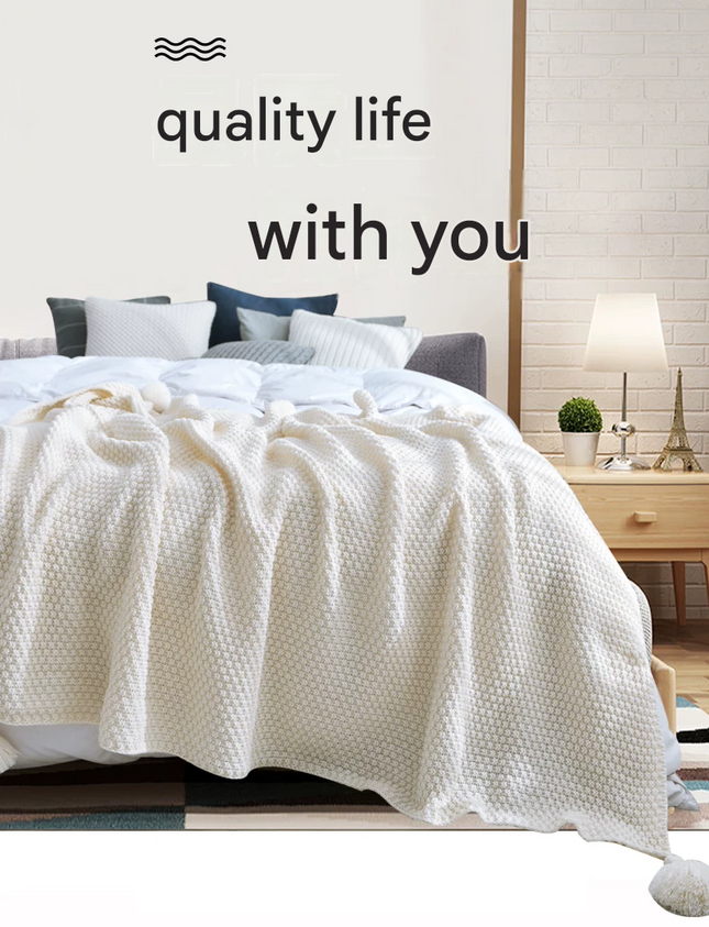 Black 110 150cm Nordic Style Tassel Knit Throw – product detail