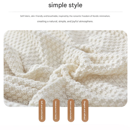 Black 110*150cm Nordic Style Tassel Knit Throw Blanket - Soft Polyester Sofa Blanket with Pineapple Texture - Breathable & Lightweight for Office, Couch, Travel - Boho Chic Home Decor
