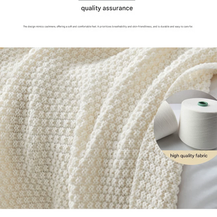 Black 1130*170cm Nordic Style Tassel Knit Throw Blanket - Soft Polyester Sofa Blanket with Pineapple Texture - Breathable & Lightweight for Office, Couch, Travel - Boho Chic Home Decor