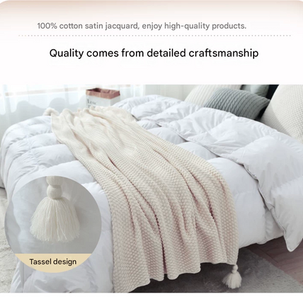Black 150*200cm Nordic Style Tassel Knit Throw Blanket - Soft Polyester Sofa Blanket with Pineapple Texture - Breathable & Lightweight for Office, Couch, Travel - Boho Chic Home Decor