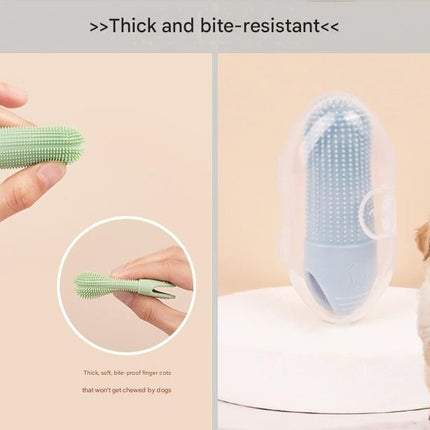 Blue Silicone Pet Finger Toothbrush for Cats and Dogs - Soft Dental Care Brush for Teeth Cleaning, Plaque Removal, and Oral Hygiene - Ideal for Small, Medium, and Large Breeds