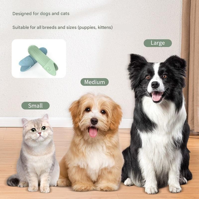 Yellow Silicone Pet Finger Toothbrush for Cats and – product detail