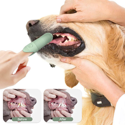 3-piece Blue and Green and Yellow Silicone Pet Finger Toothbrush for Cats and Dogs - Soft Dental Care Brush for Teeth Cleaning, Plaque Removal, and Oral Hygiene - Ideal for Small, Medium, and Large Breeds