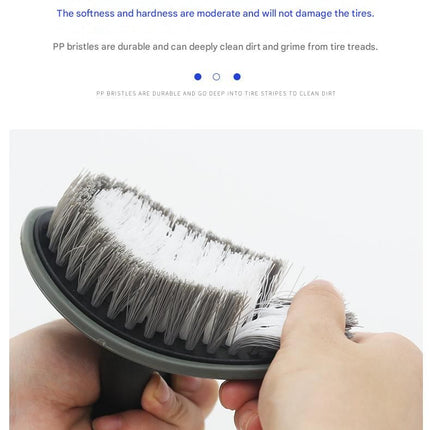 3-piece Car Tyre and Wheel Rim Cleaning Brush - Heavy Duty PP Bristles, Ergonomic L-Shaped Handle, Durable PVC/TPR Construction - Essential Auto Detailing Tool for Deep Cleaning Tyres and Alloy Rims