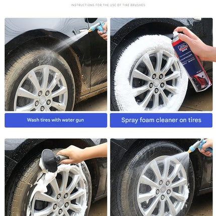 3-piece Car Tyre and Wheel Rim Cleaning Brush - Heavy Duty PP Bristles, Ergonomic L-Shaped Handle, Durable PVC/TPR Construction - Essential Auto Detailing Tool for Deep Cleaning Tyres and Alloy Rims