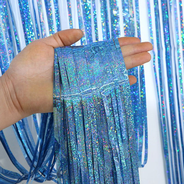 5-piece Light Blue Laser Tinsel Foil Fringe V888-ELOSUNG50846