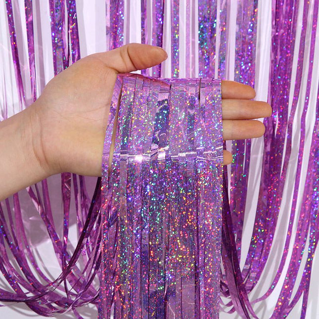 5-piece Pink Laser Tinsel Foil Fringe V888-ELOSUNG50847