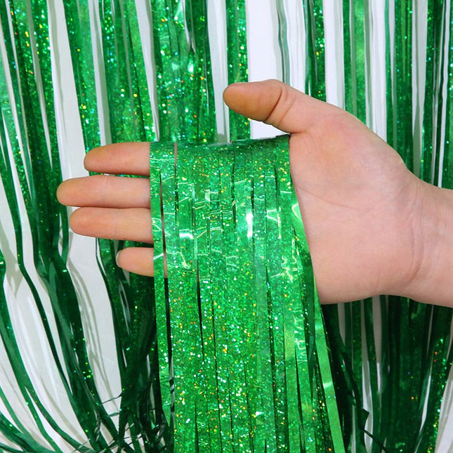 5-piece Green Laser Tinsel Foil Fringe V888-ELOSUNG50850