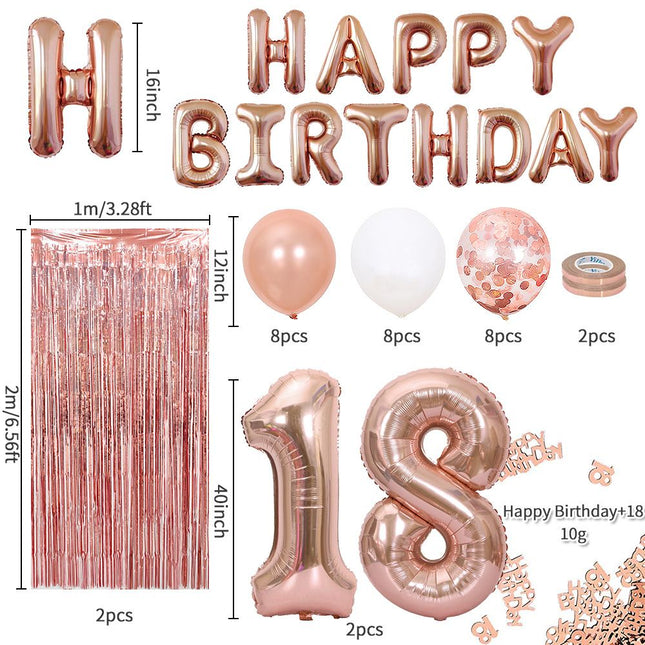 Rose Gold 18th Birthday Balloon Decoration V888-ELOSUNG50857