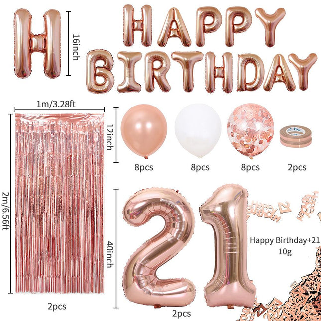 Rose Gold 21th Birthday Balloon Decoration V888-ELOSUNG50858
