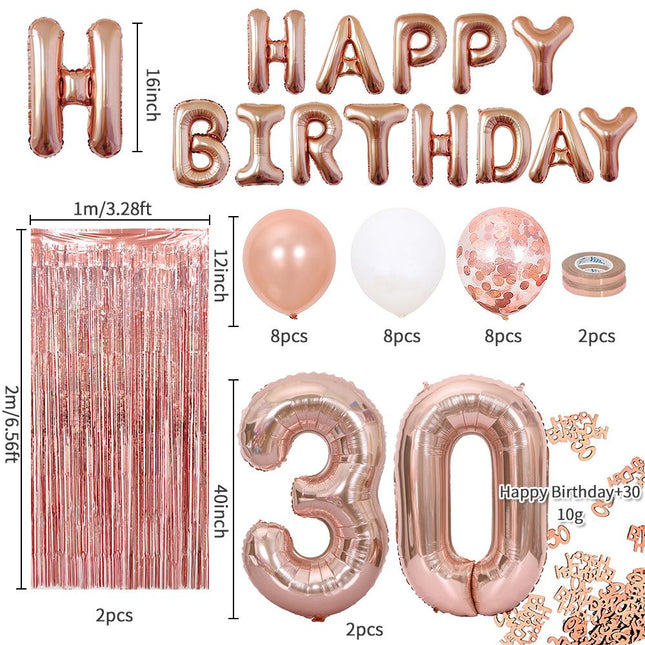 Rose Gold 30th Birthday Balloon Decoration V888-ELOSUNG50859
