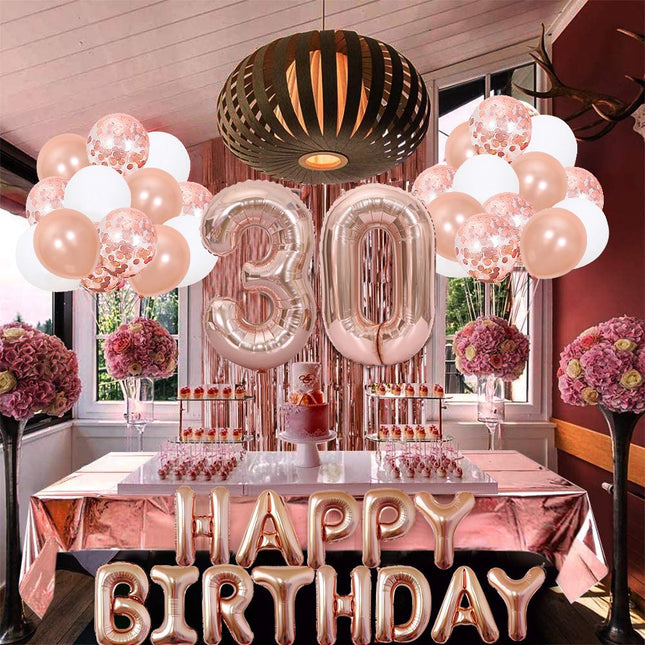 Rose Gold 30th Birthday Balloon Decoration – product detail