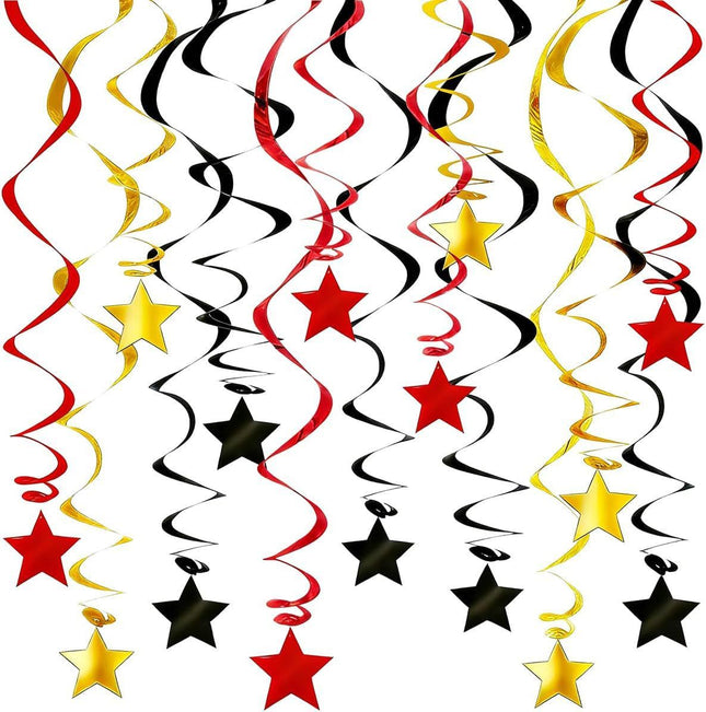30-Piece Set for Golden and Red and Black Star Spiral Hanging V888-ELOSUNG50863