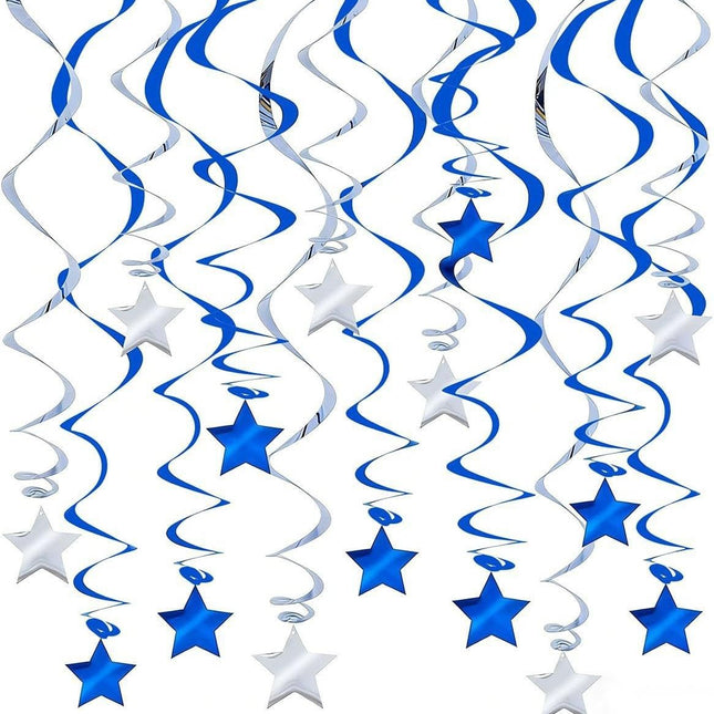 30-Piece Set for Silvery and Blue Star Spiral Hanging V888-ELOSUNG50864