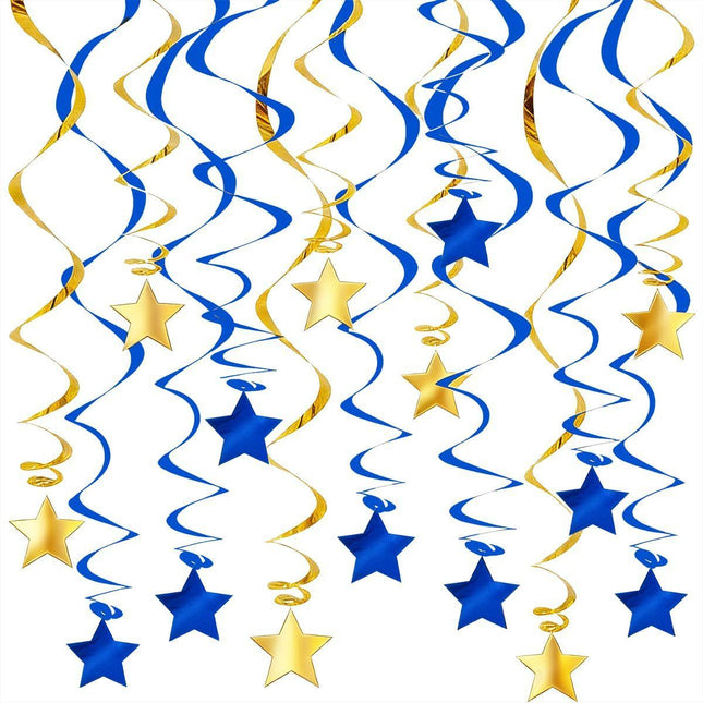 30-Piece Set for Golden and Blue Star Spiral Hanging V888-ELOSUNG50865