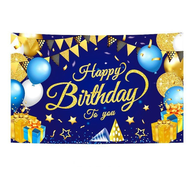 180 115cm Golden and Blue Happy Birthday V888-ELOSUNG50867